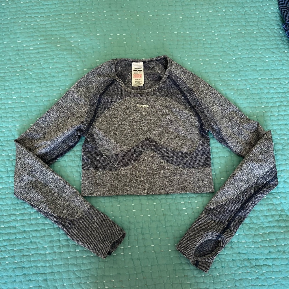 Gymshark Gray Long Sleeve Seamless Crop Top